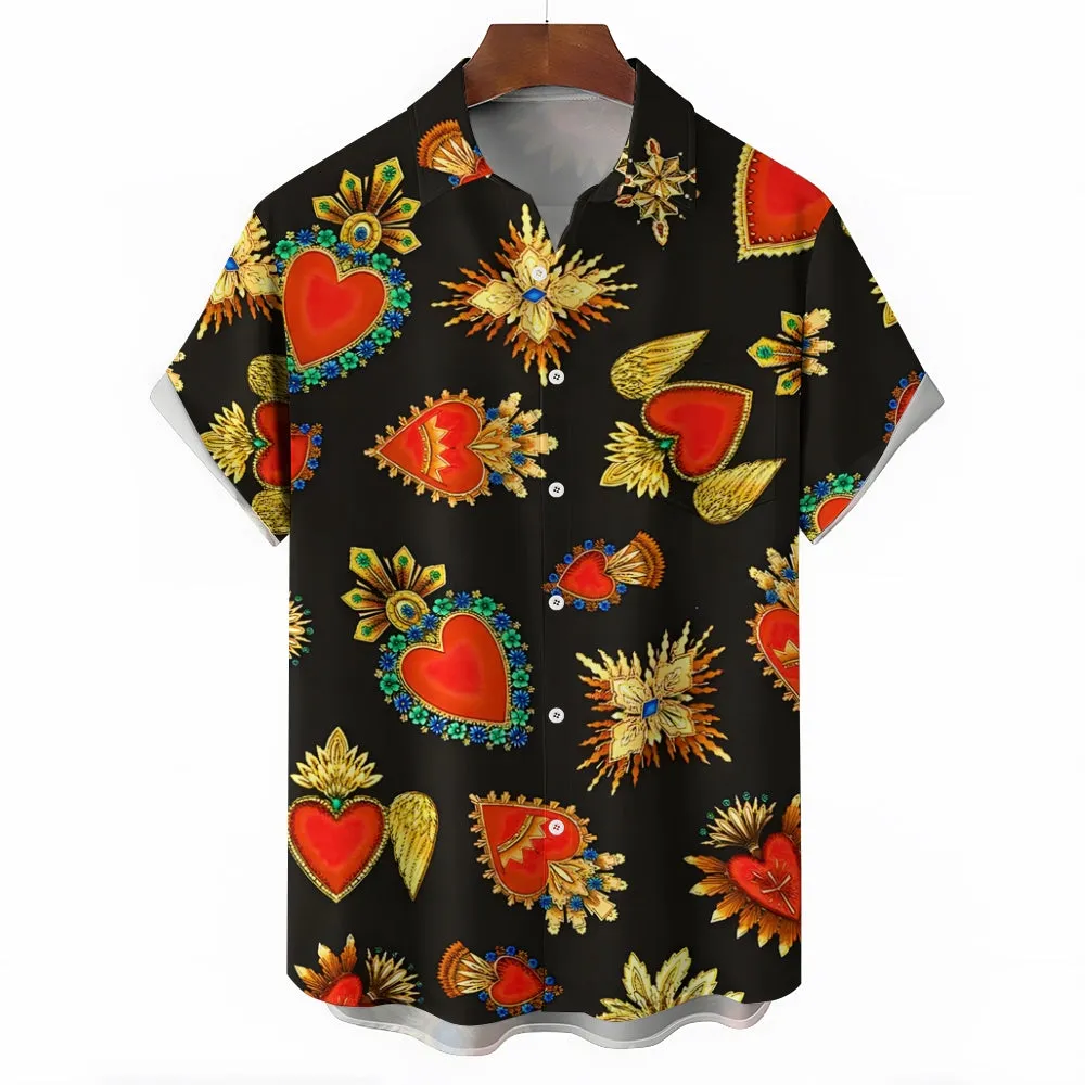 Men's Cartoon Pattern Print Short Sleeve Shirt 2412006697