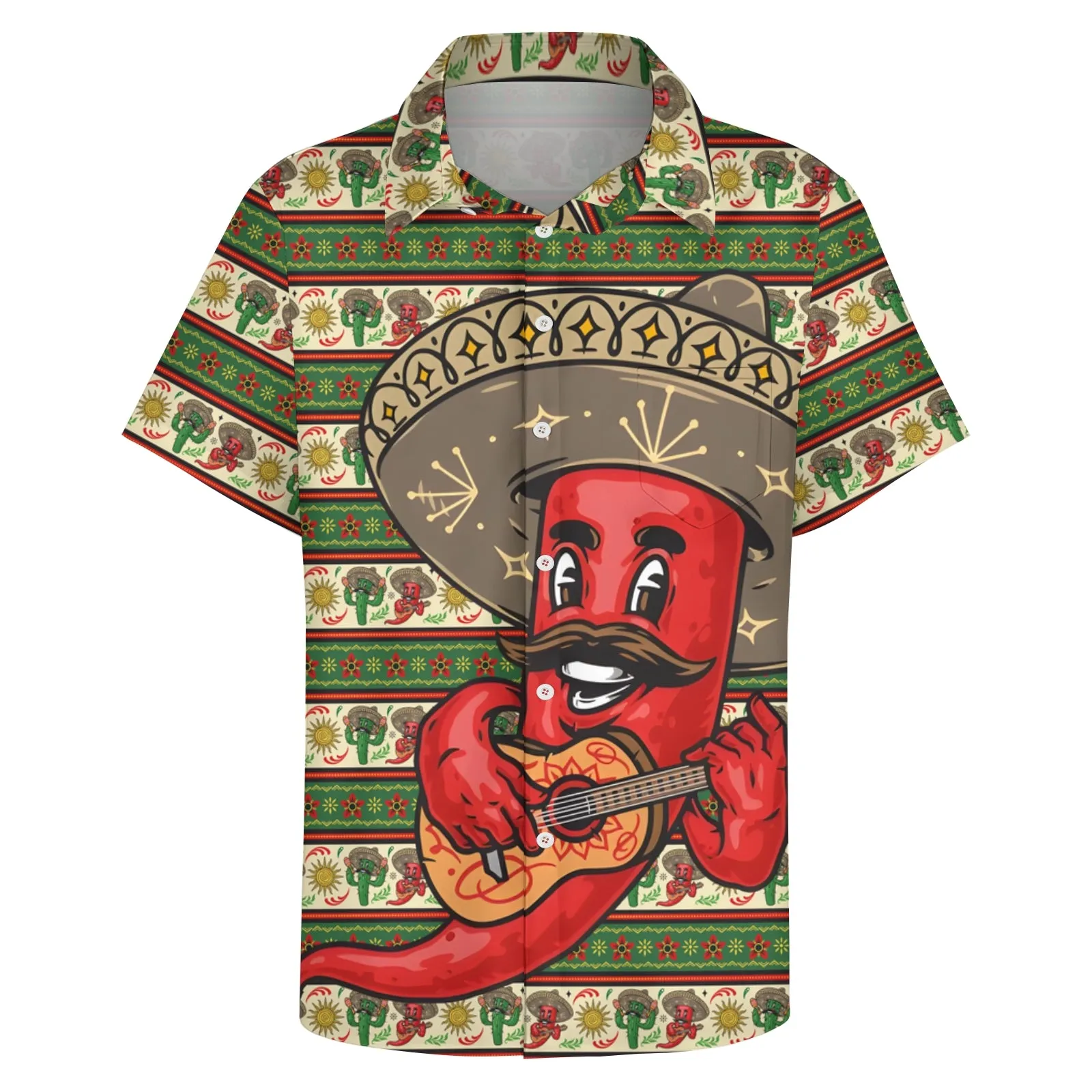 Men's Cinco De Mayo Mexico Chili Casual Short Sleeve Shirt 2404001061