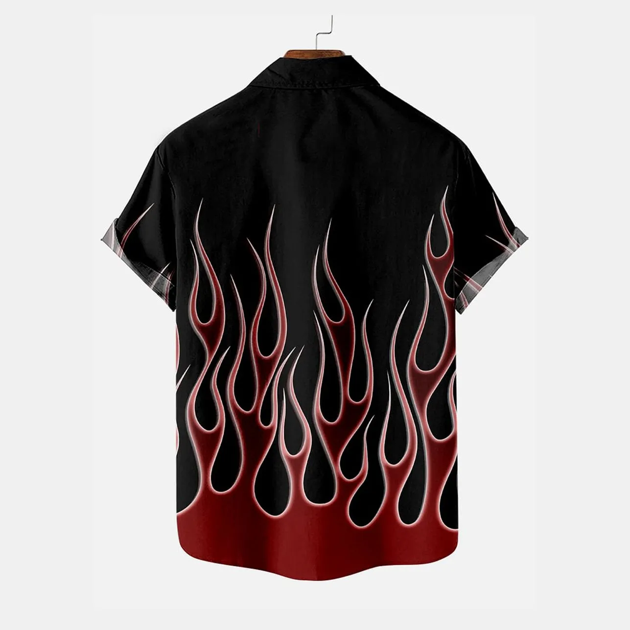 Men's Classic Flame Stripe Pattern Short Sleeve Shirt