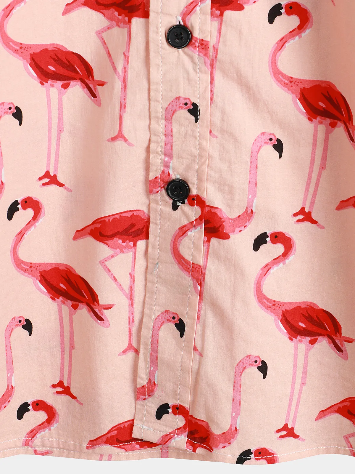 Men's Flamingo Print Short Sleeve Hawaiian Shirt