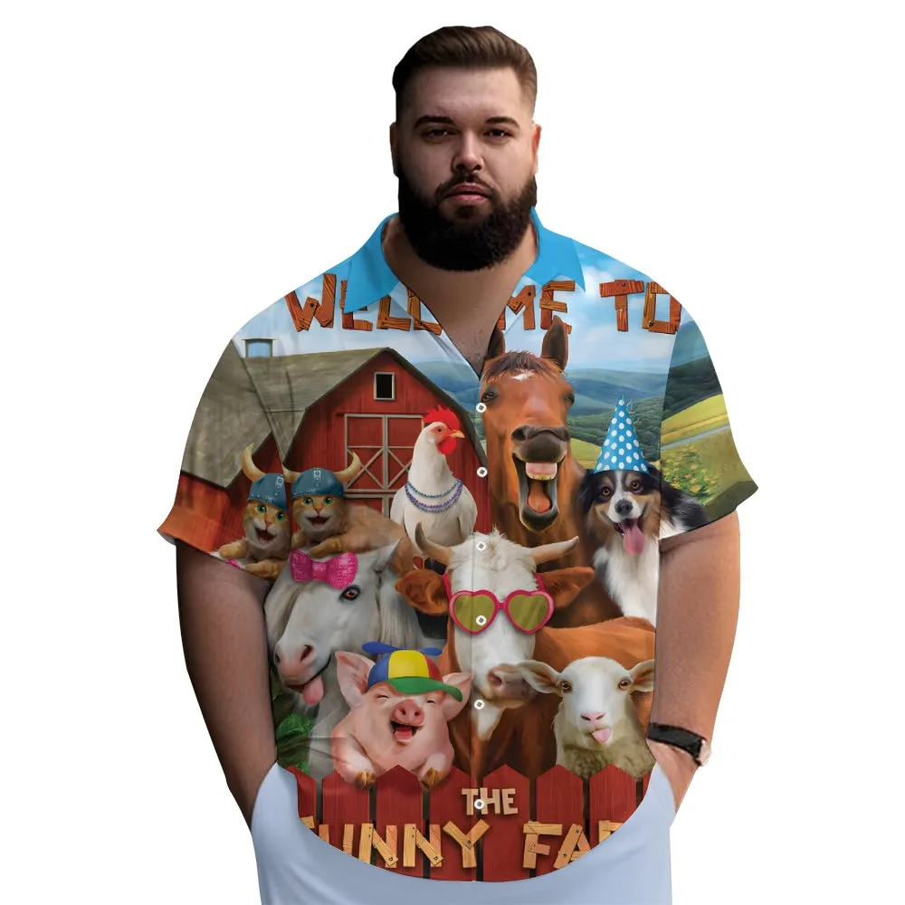 Men's Fun Farm Casual Short Sleeve Shirt 2403000423