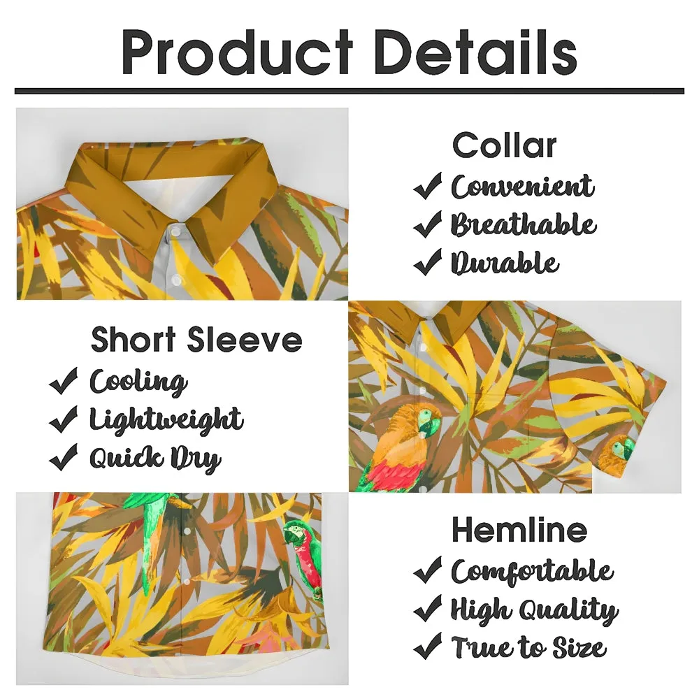 Men's  Parrot Print Hawaiian Casual Short Sleeve Shirt 2404000289
