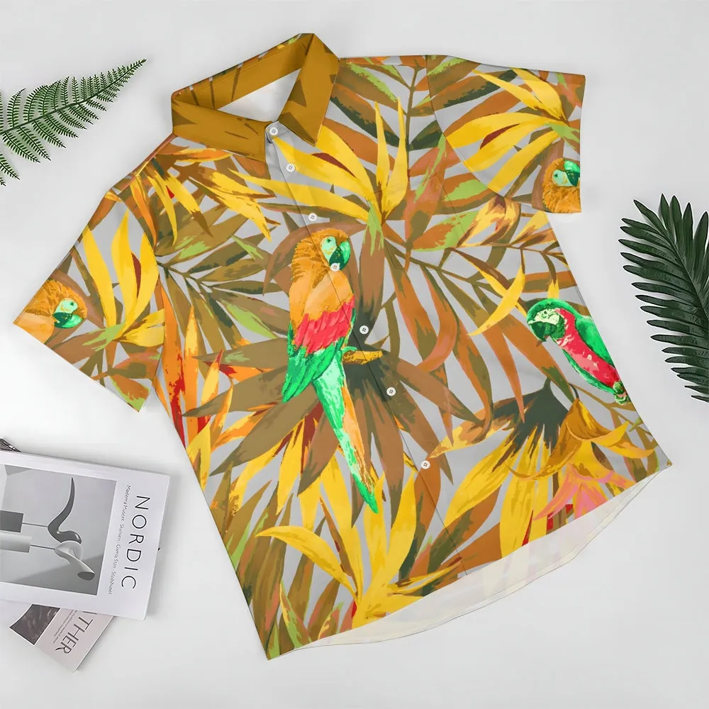Men's  Parrot Print Hawaiian Casual Short Sleeve Shirt 2404000289