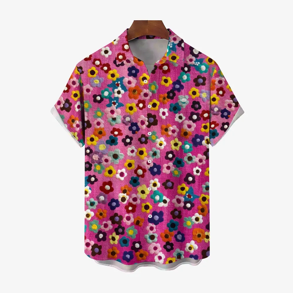 Men's Small Floral Casual Short Sleeve Shirt 2401000360