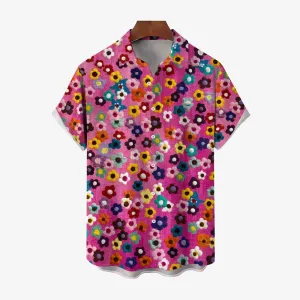 Men's Small Floral Casual Short Sleeve Shirt 2401000360