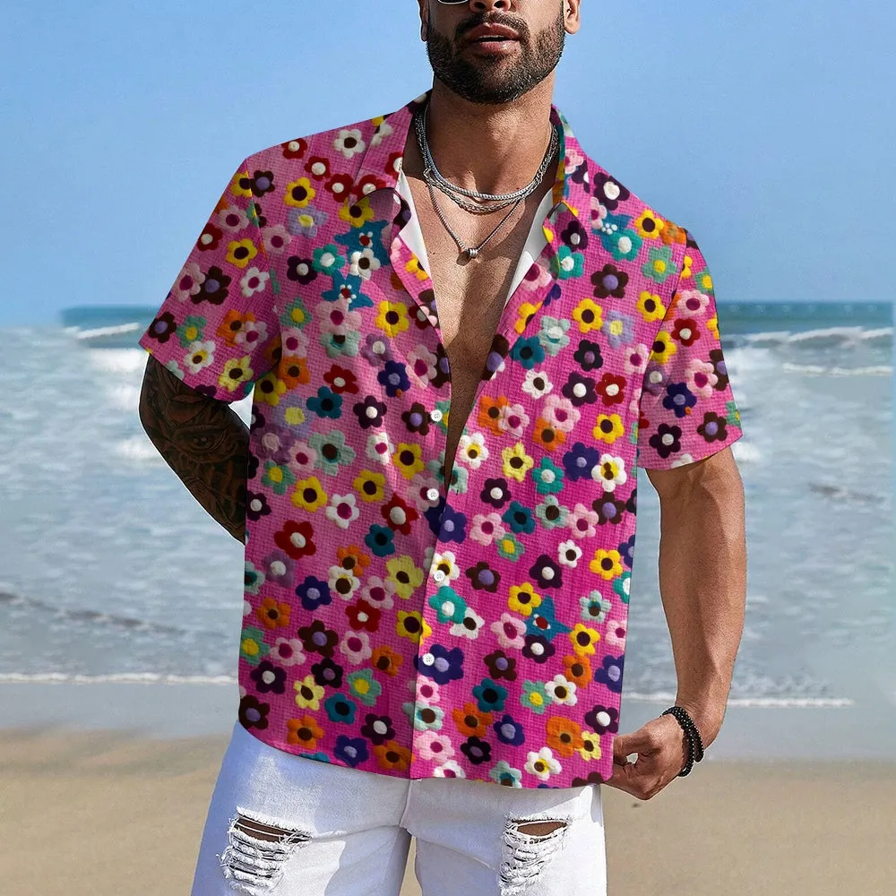Men's Small Floral Casual Short Sleeve Shirt 2401000360