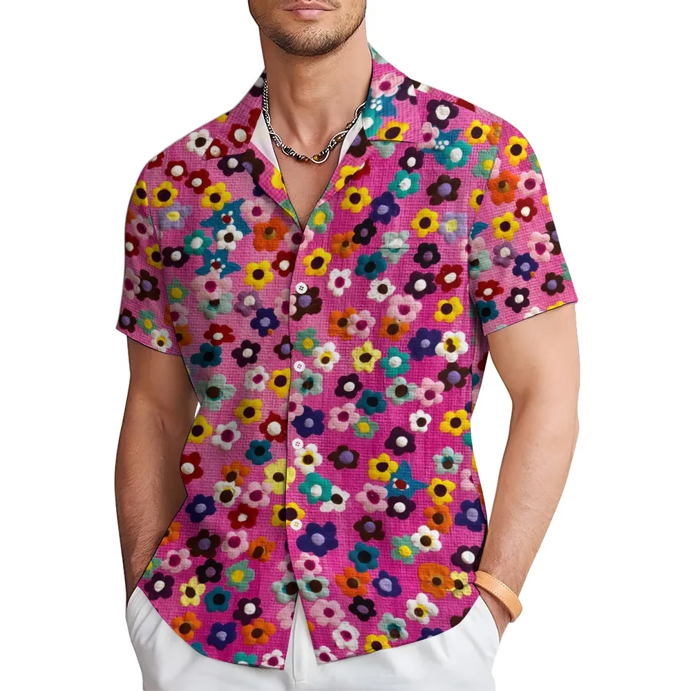 Men's Small Floral Casual Short Sleeve Shirt 2401000360
