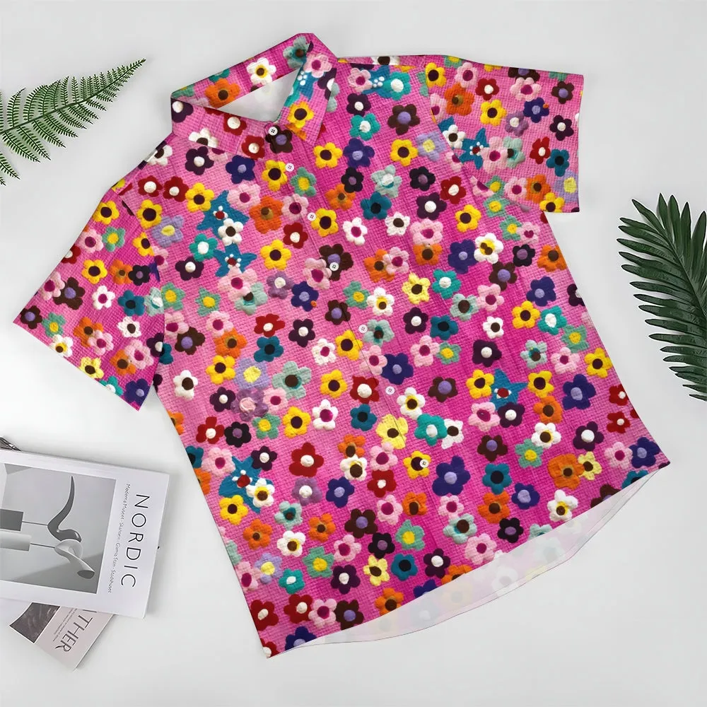 Men's Small Floral Casual Short Sleeve Shirt 2401000360
