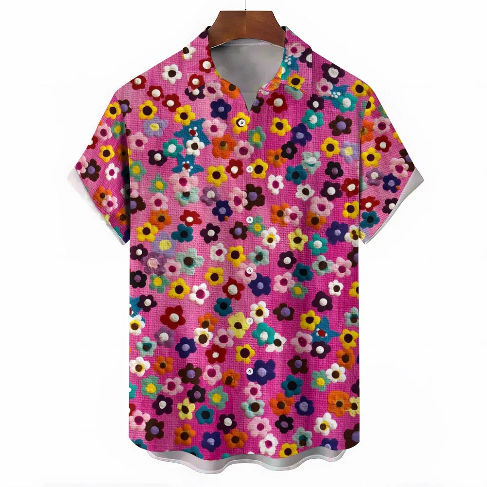 Men's Small Floral Casual Short Sleeve Shirt 2401000360