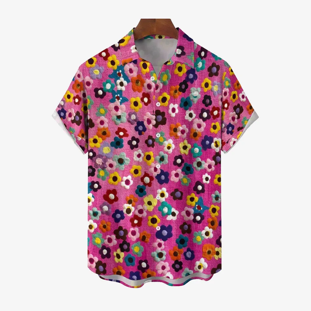 Men's Small Floral Casual Short Sleeve Shirt 2401000360
