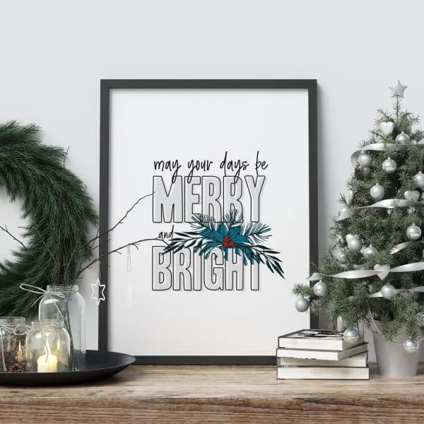 Merry and Bright modern retro Christmas