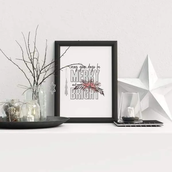 Merry and Bright modern retro Christmas
