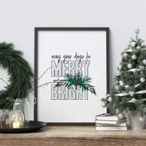 Merry and Bright modern retro Christmas