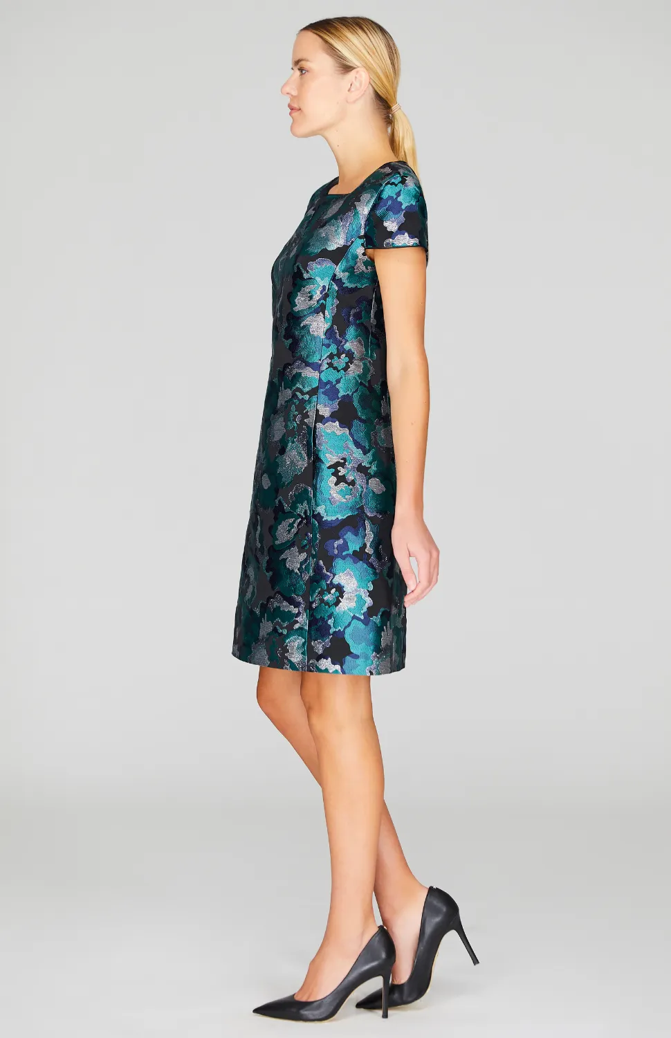 Metallic Kaleidoscope Short Sleeve Shift Dress
