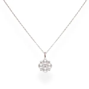 Mikimoto Yellow Gold, Diamond and Akoya 5mm Pearl Necklace