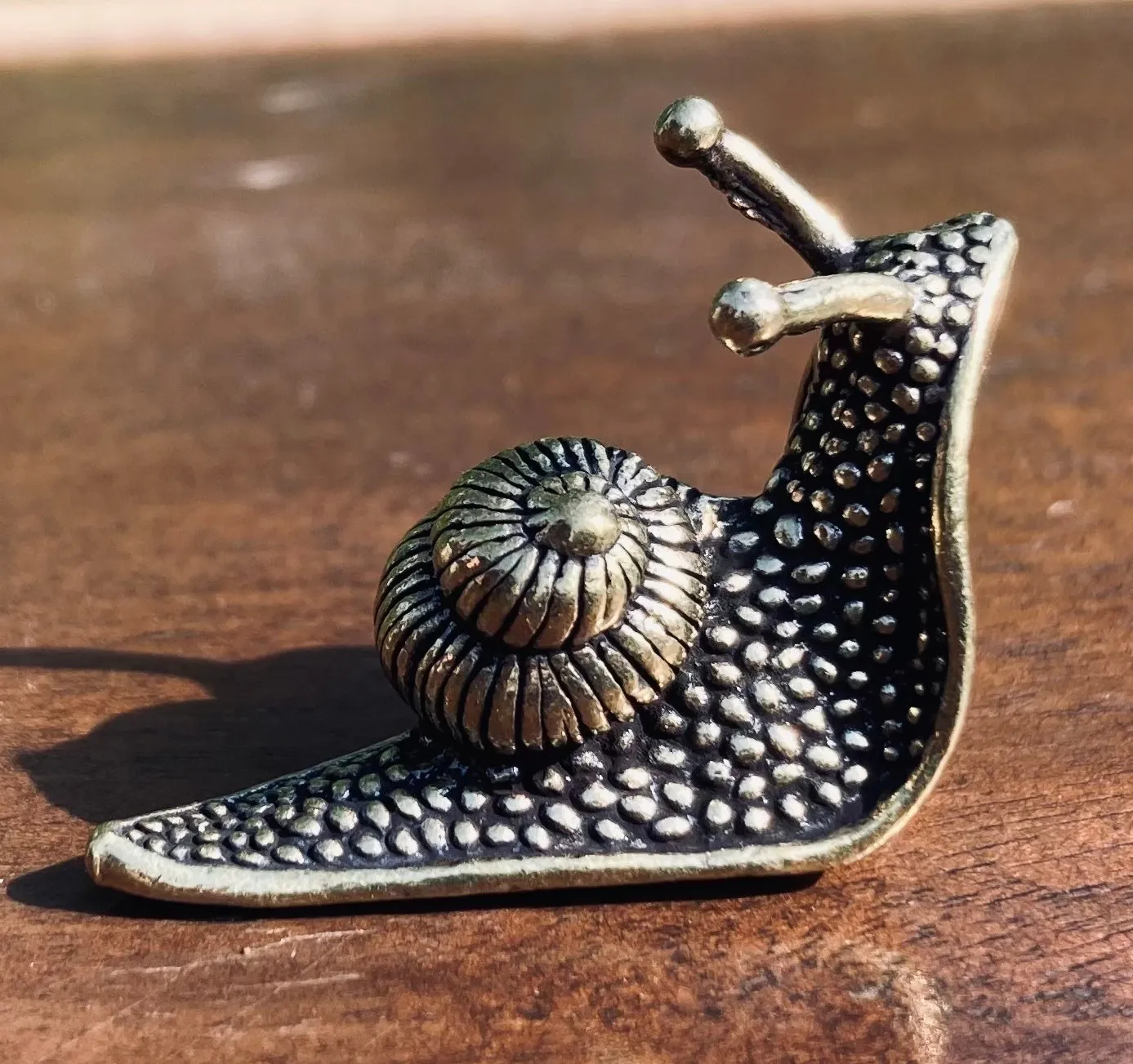 Miniature Brass Snail Figurine