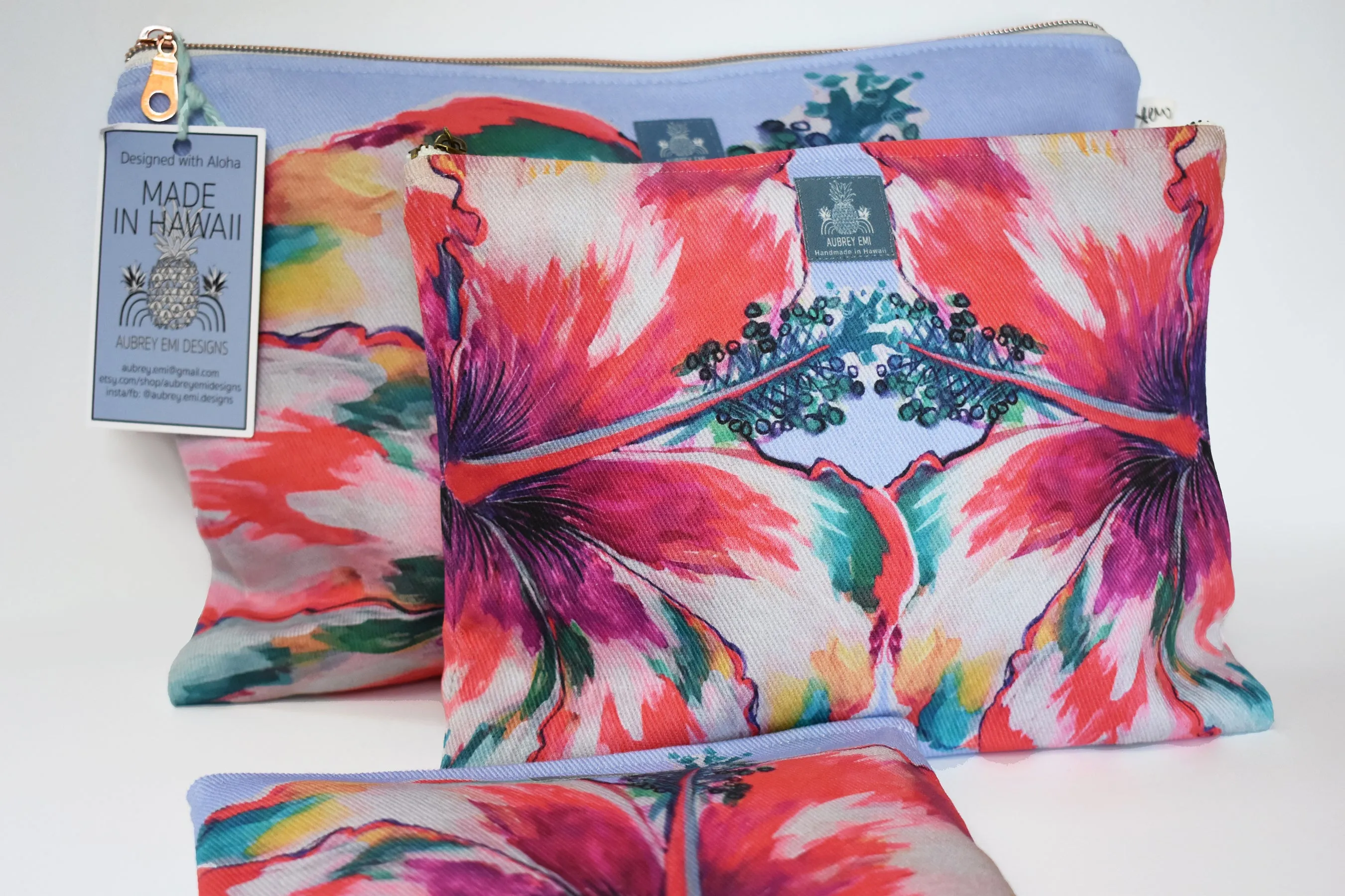 Mirror Hibiscus Medium Pouch