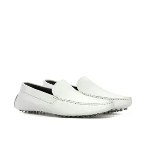 Mocassin Driver en cuir blanc