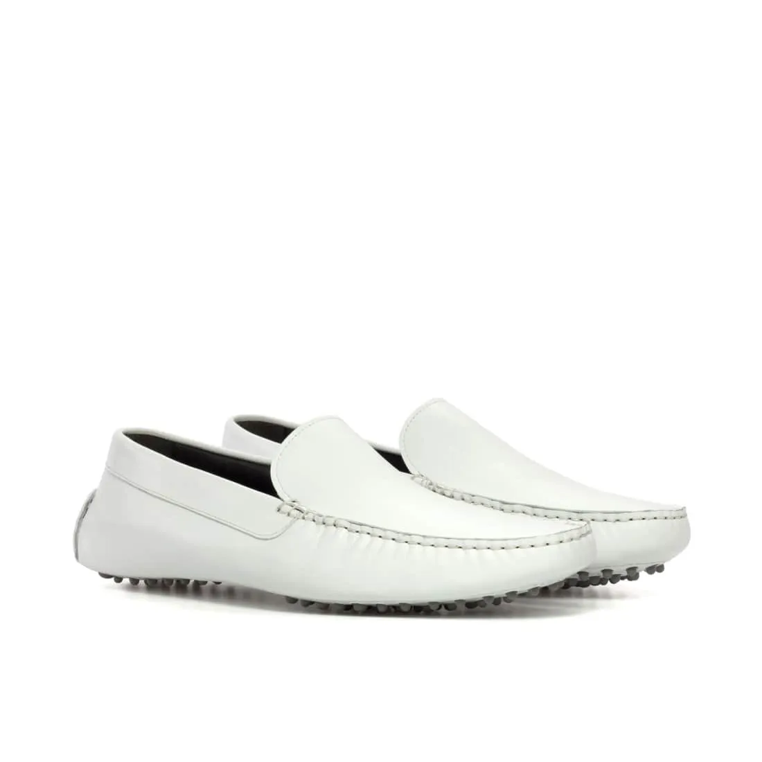 Mocassin Driver en cuir blanc