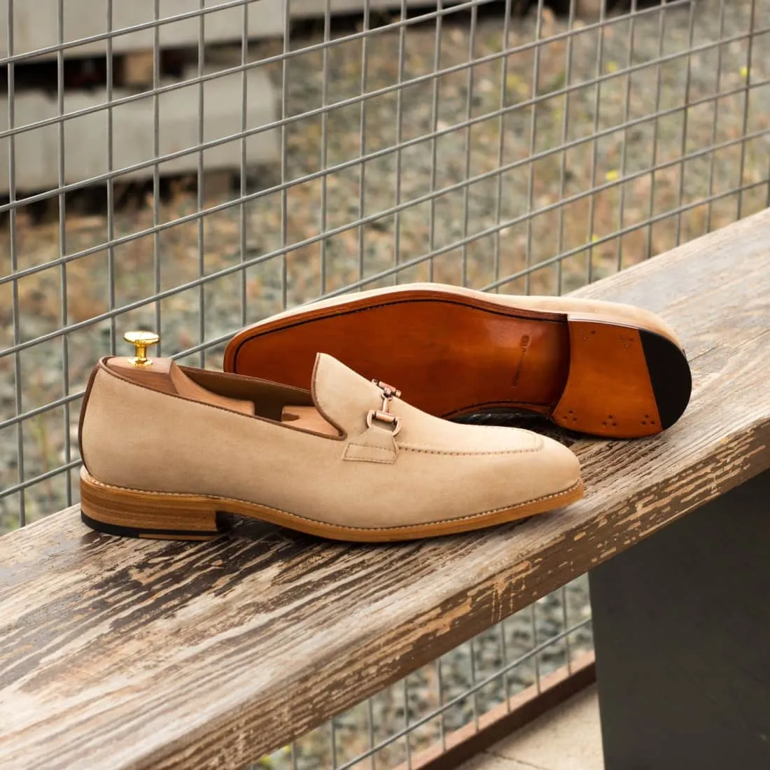 Mocassin à mors en daim beige