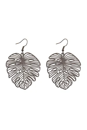 MONSTERA LEAF LASER CUT FILIGREE EARRINGS