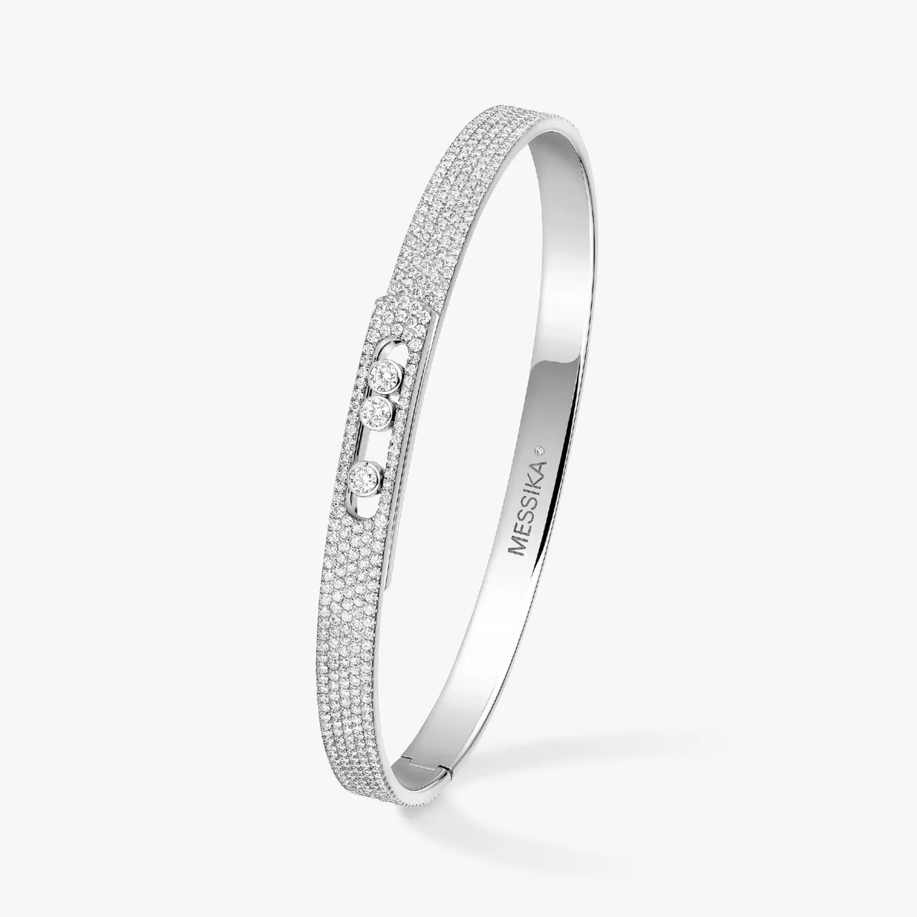 Move Noa 18K White Gold Full Pavé Diamond Bangle Bracelet