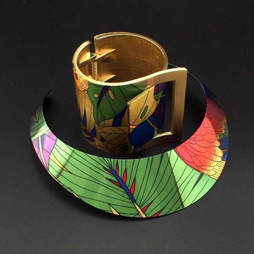 Multi Color Wide Cuff Bracelet  And Necklace Sets