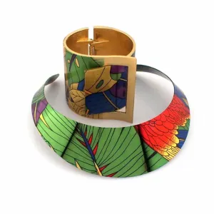 Multi Color Wide Cuff Bracelet  And Necklace Sets