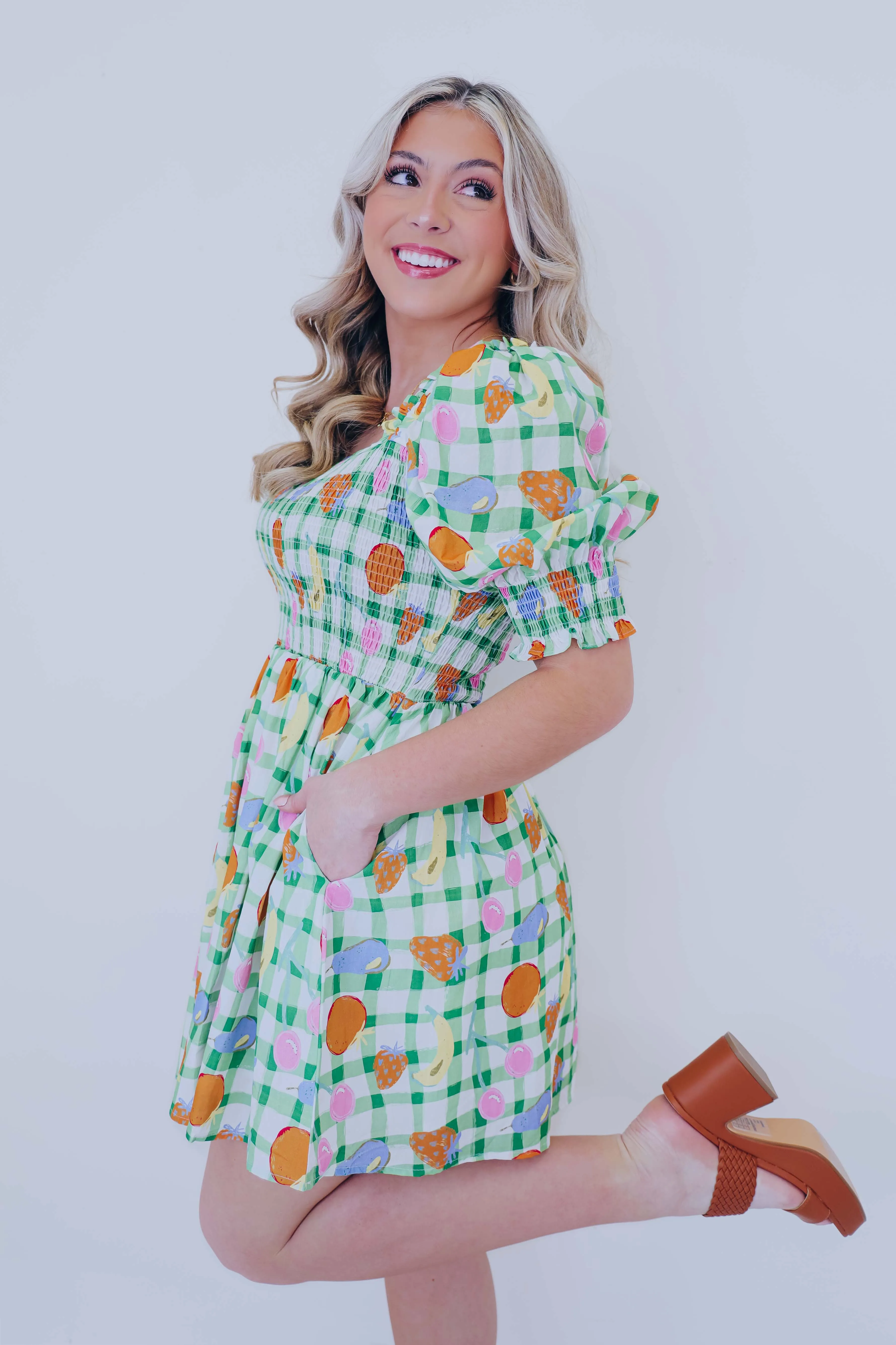 Naturally Sweet Fruit Print Mini Dress