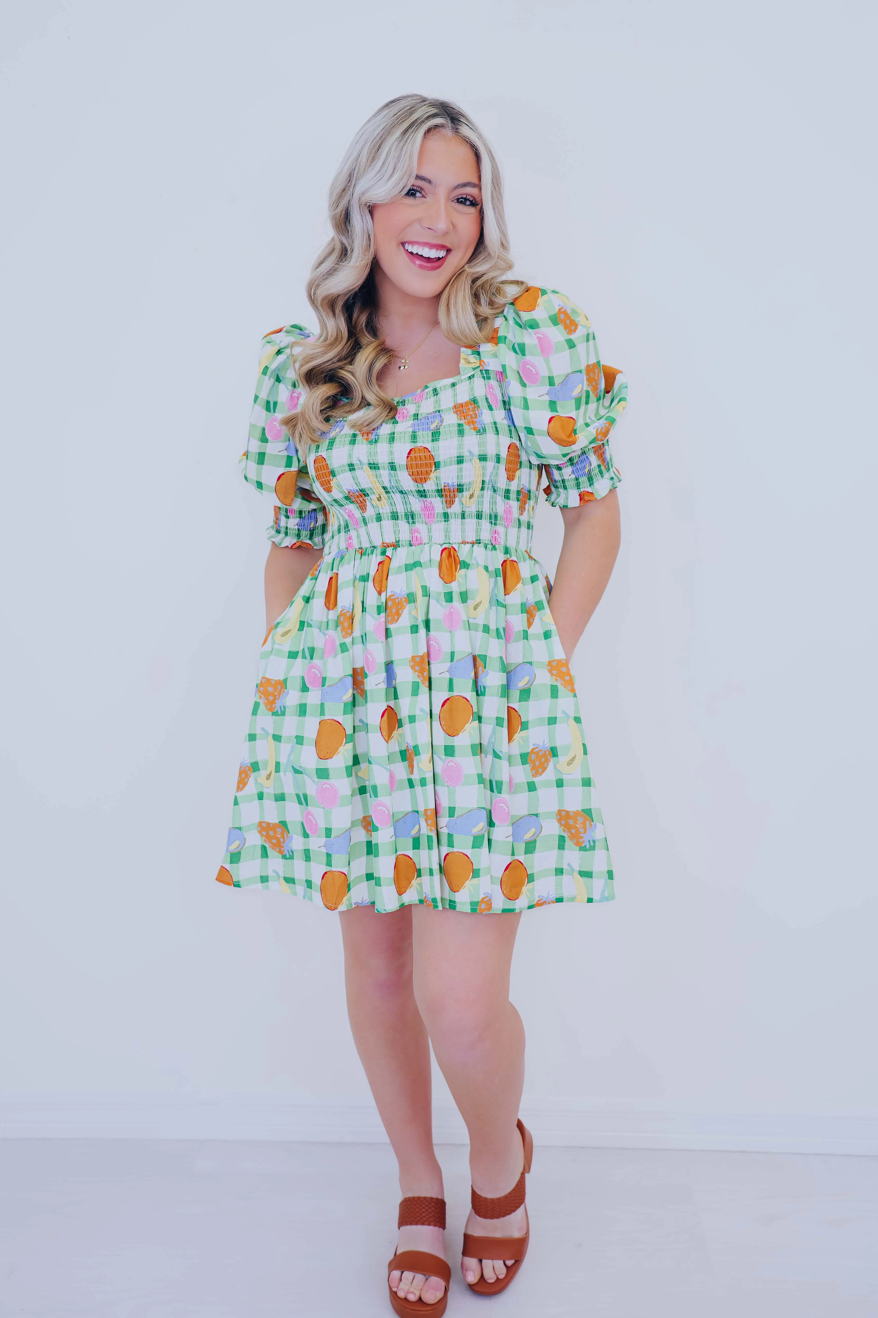 Naturally Sweet Fruit Print Mini Dress