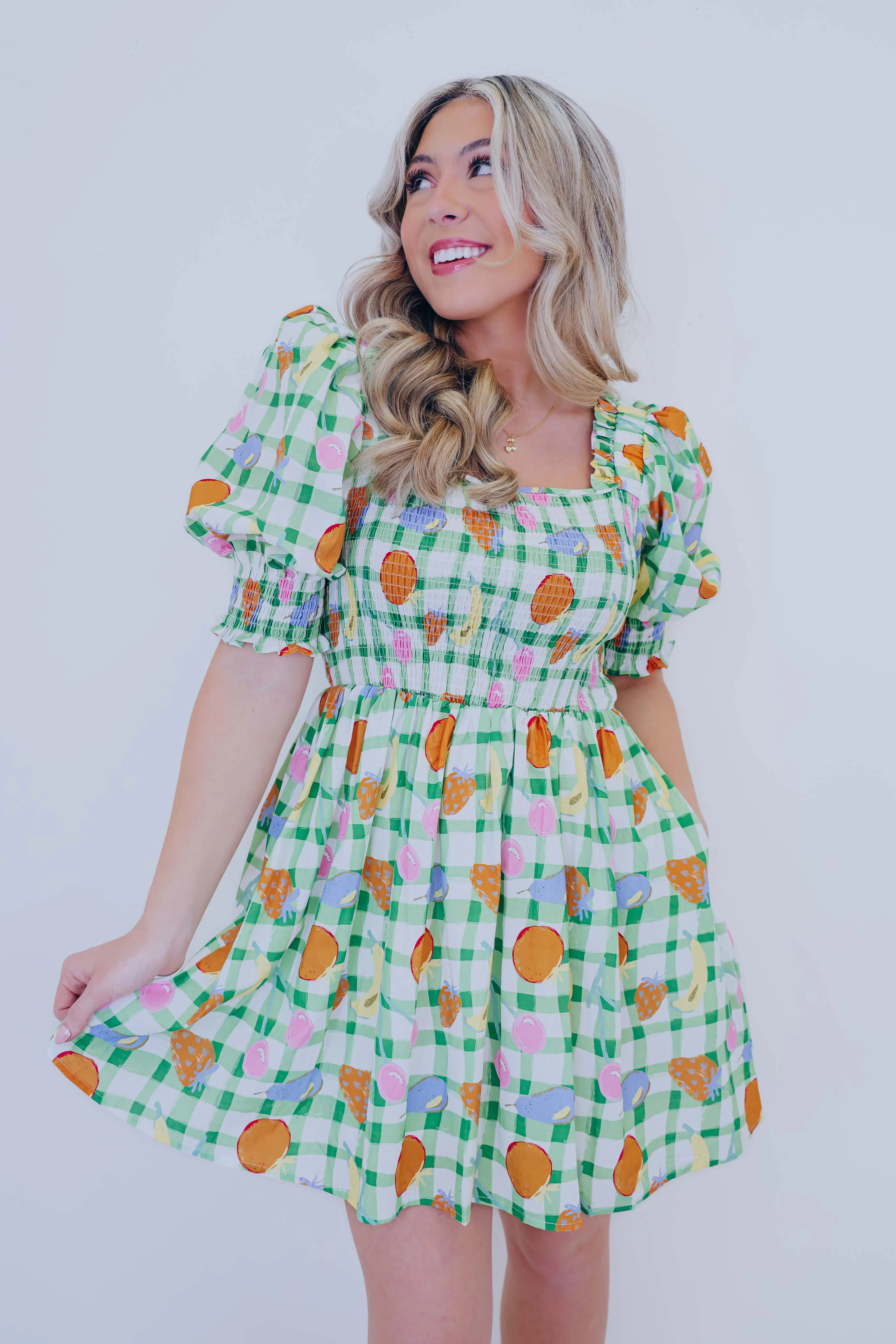 Naturally Sweet Fruit Print Mini Dress