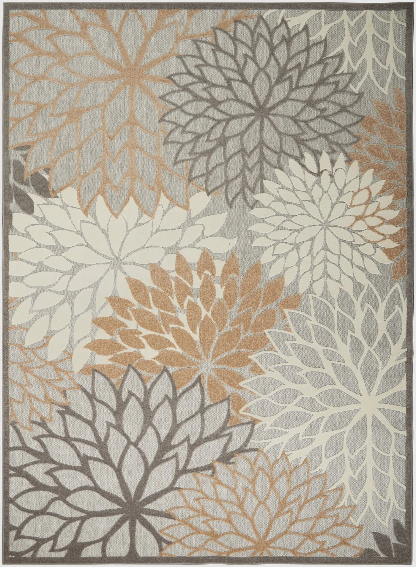 New Amazing Massive Nourison ALH05 Aloha Rectangle Indoor/Outdoor Area Rug, Natural, 9Ft 6" x 13Ft Note: 3 small snags on outer piping shown in pics, Retails $746 