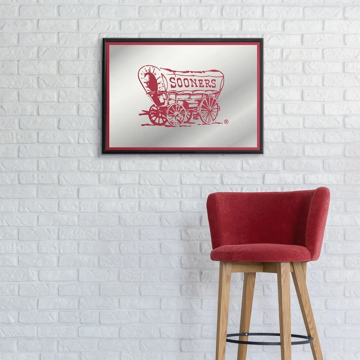 Oklahoma Sooners: Wagon - Framed Mirrored Wall Sign