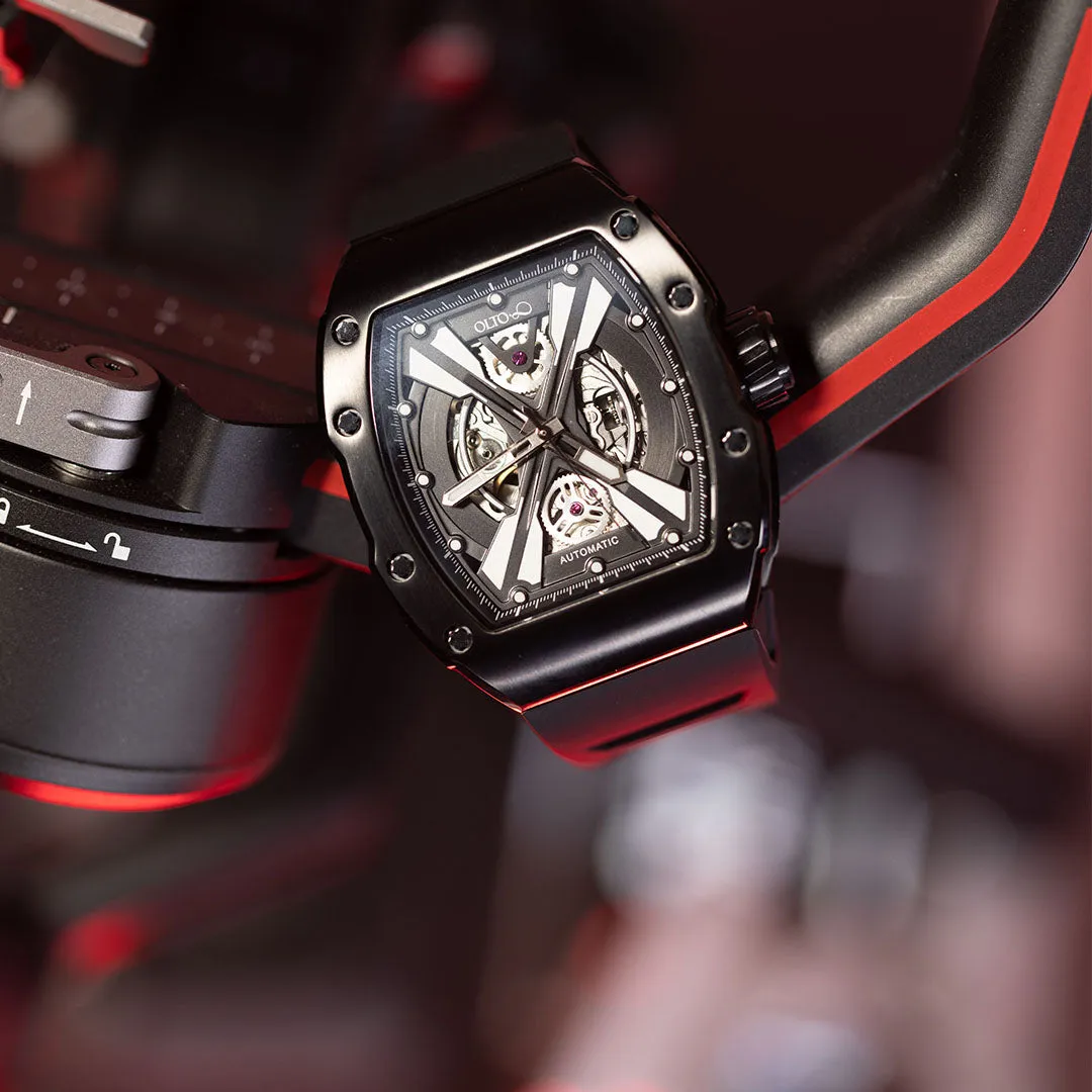OLTO-8 EXPLORE-X Skeleton Automatic Watch Black