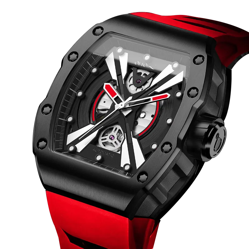 OLTO-8 EXPLORE-X Skeleton Automatic Watch Red