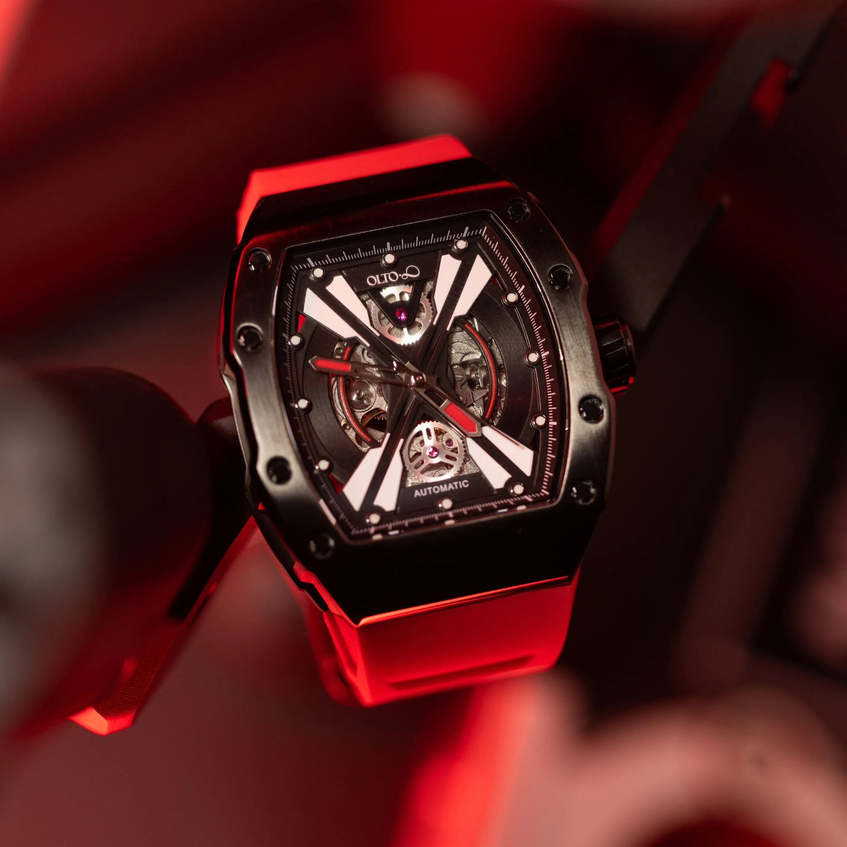 OLTO-8 EXPLORE-X Skeleton Automatic Watch Red