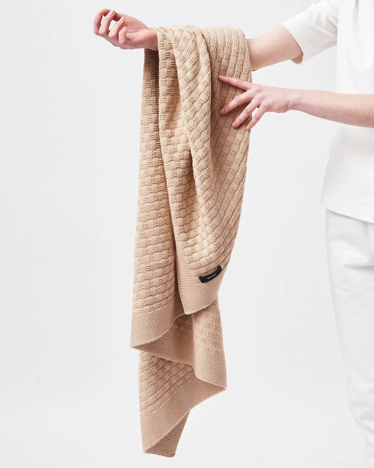 Organic Cotton Knitted Blanket | Sand