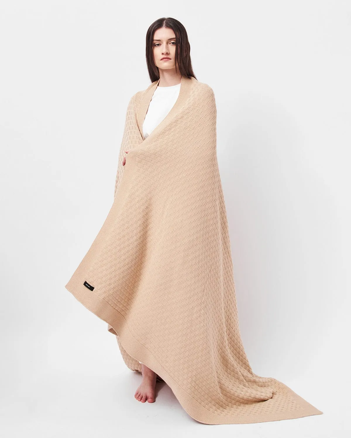 Organic Cotton Knitted Blanket | Sand