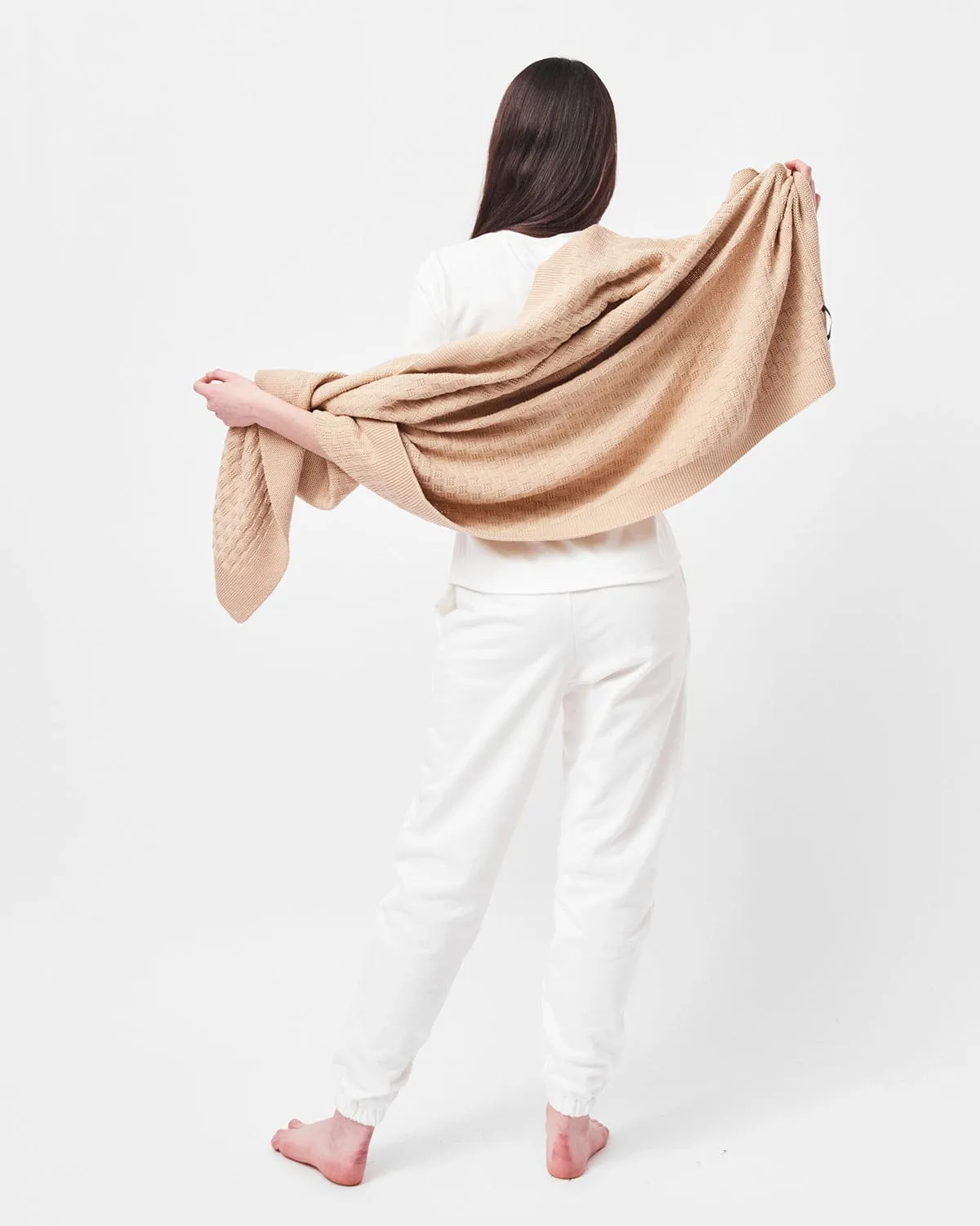Organic Cotton Knitted Blanket | Sand