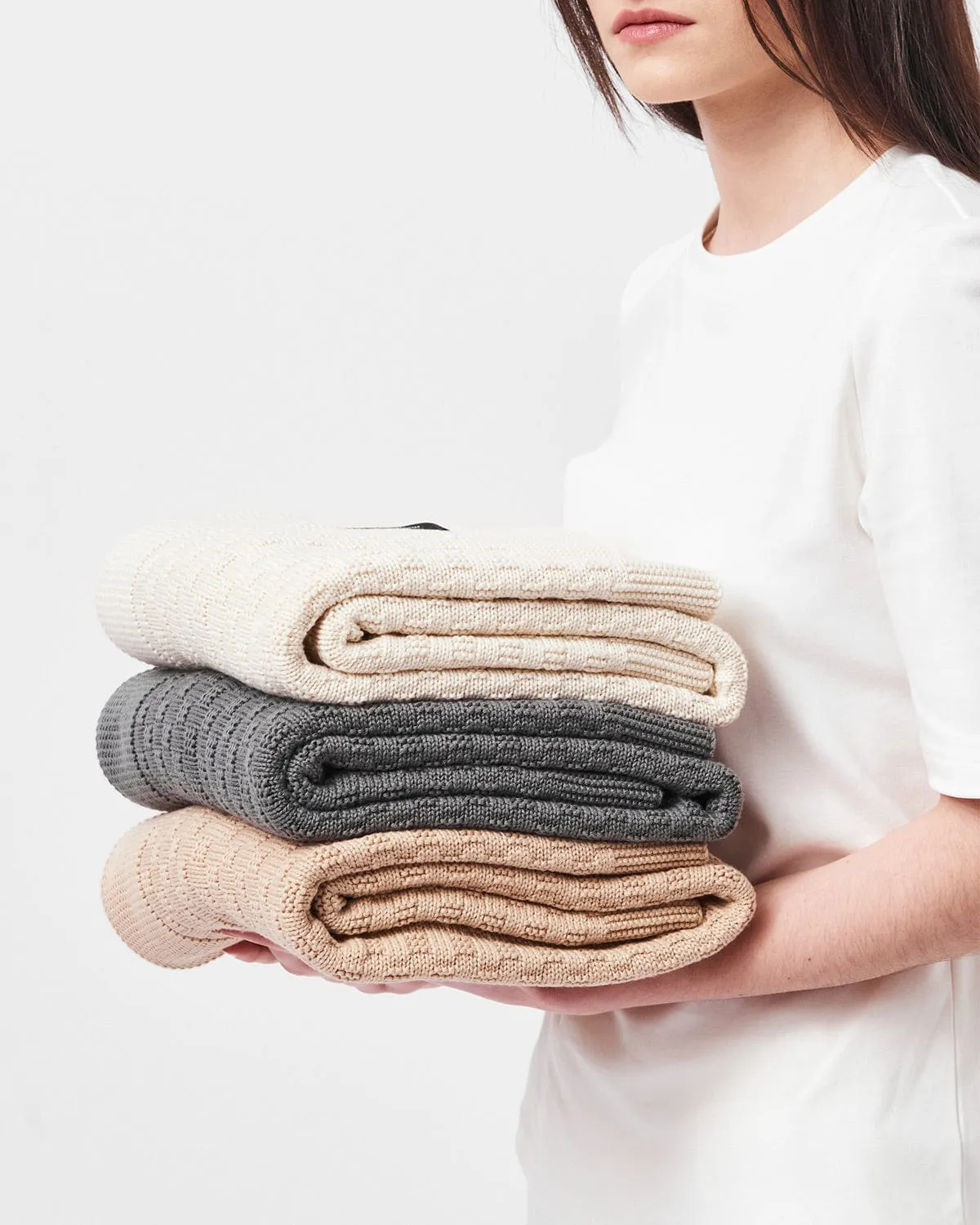 Organic Cotton Knitted Blanket | Sand