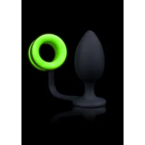 Ouch! Glow in the Dark Plug Anal Avec Anneau Pénien 10 Cm
