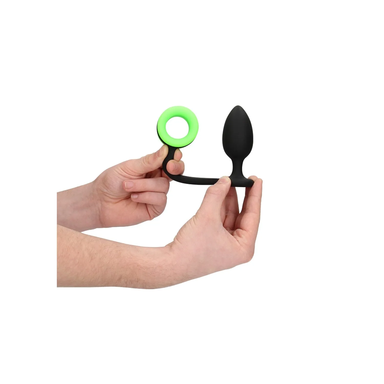 Ouch! Glow in the Dark Plug Anal Avec Anneau Pénien 10 Cm