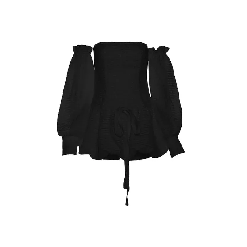 Party Retro Princess Mini Dress Intellectual Elegant Avant-Garde Women Strapless Dress w/ Matching Shorts & Sleeves