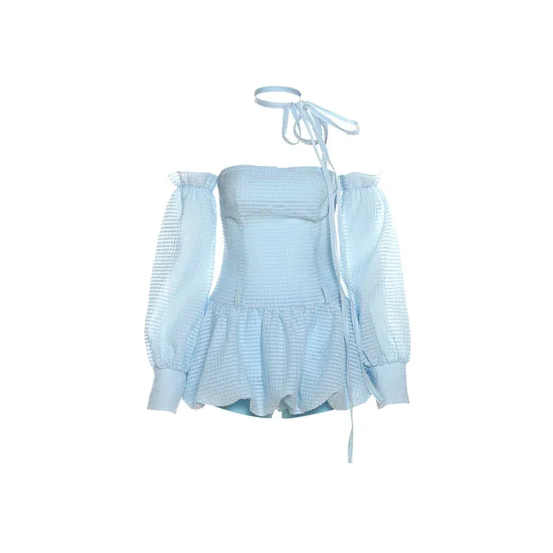 Party Retro Princess Mini Dress Intellectual Elegant Avant-Garde Women Strapless Dress w/ Matching Shorts & Sleeves