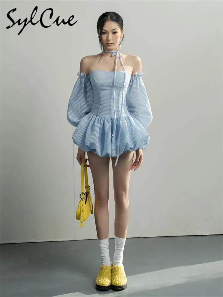Party Retro Princess Mini Dress Intellectual Elegant Avant-Garde Women Strapless Dress w/ Matching Shorts & Sleeves