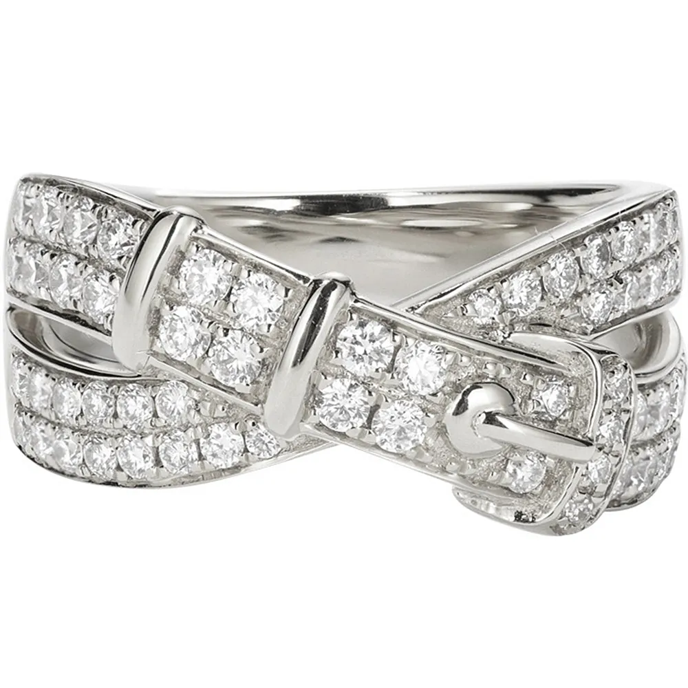 Pave Diamond Belt Buckle Ring