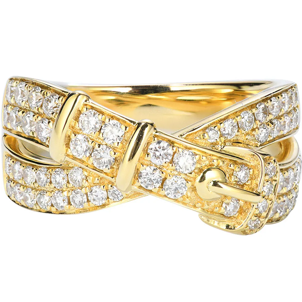 Pave Diamond Belt Buckle Ring