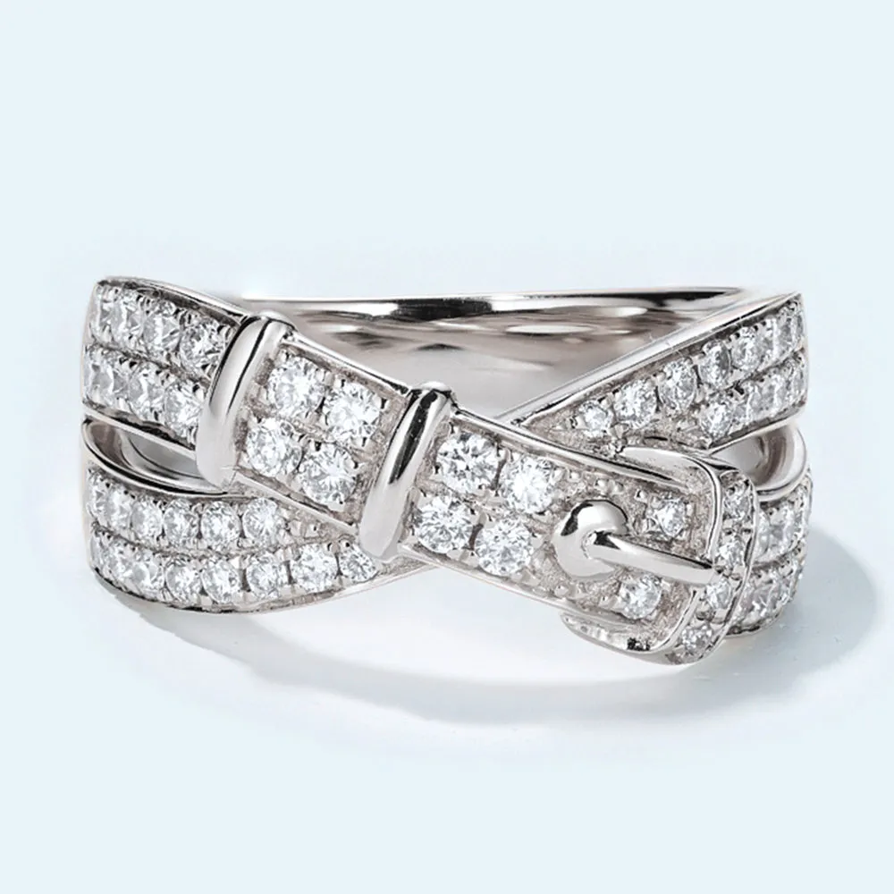 Pave Diamond Belt Buckle Ring
