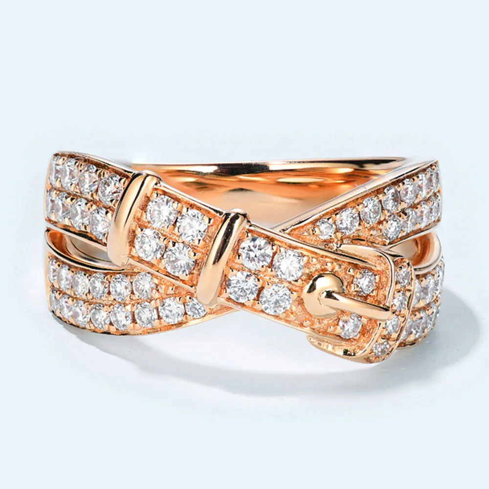 Pave Diamond Belt Buckle Ring