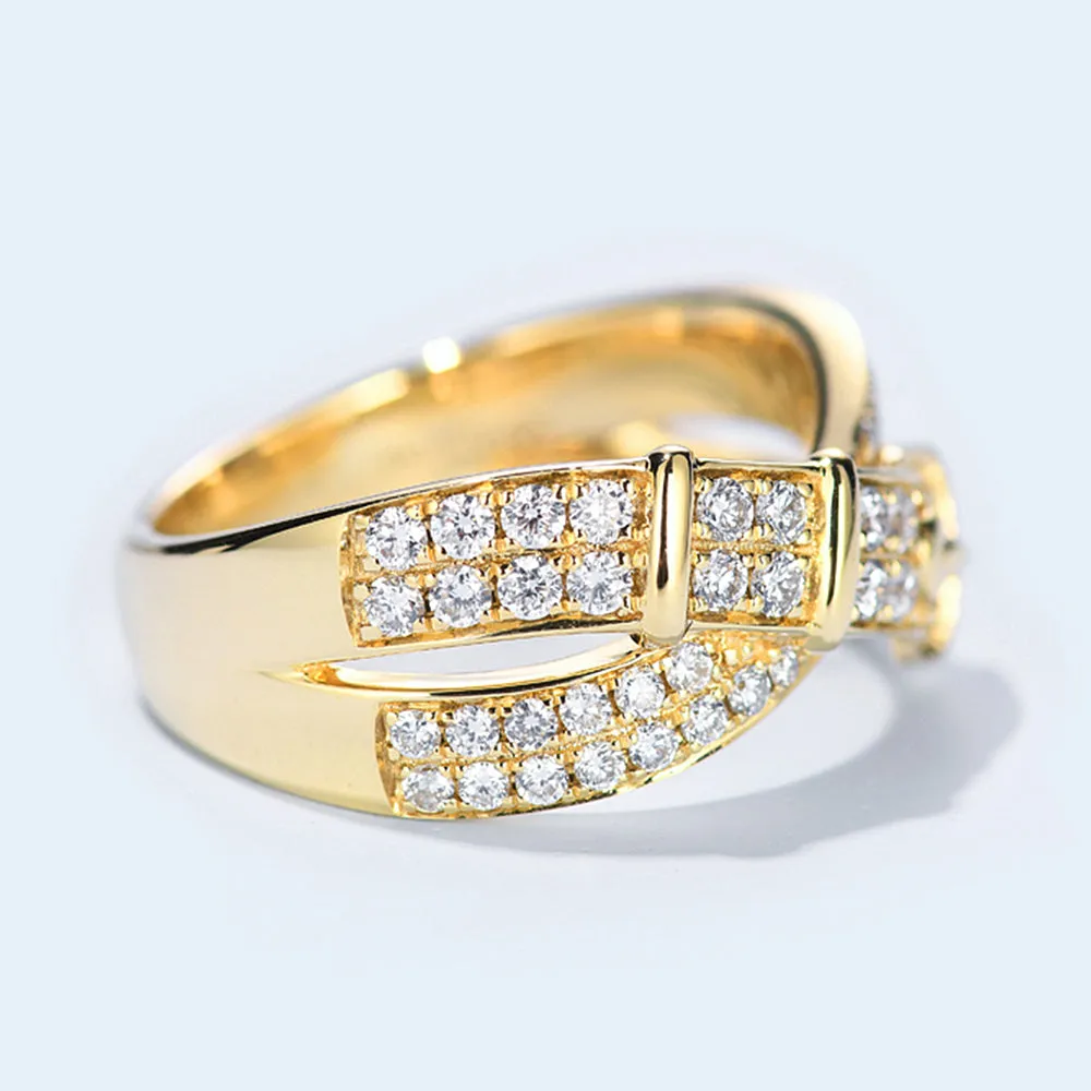 Pave Diamond Belt Buckle Ring